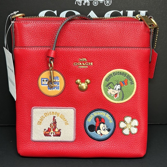 NWT Disney X Coach Set Kitt Messenger Crossbody Purse Wallet Card Patches Mickey - Picture 11 of 14